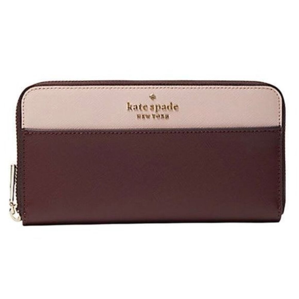 Kate Spade Staci Colorblock Large Wallet Rose Smoke Multi NWT